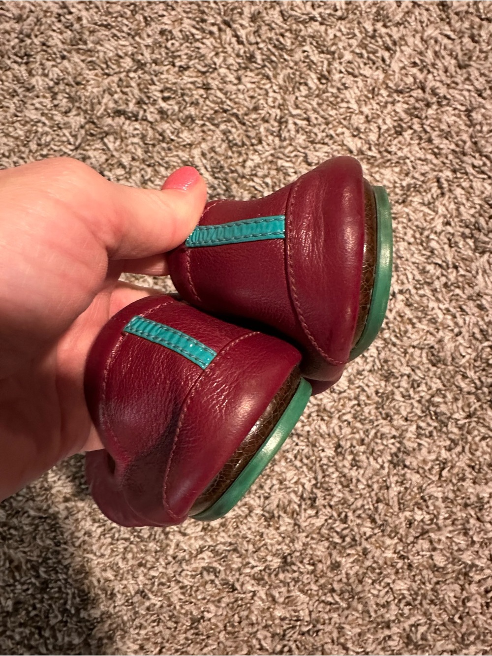 Tieks Burgundy Leather Ballet Flats - Picture 12 of 17